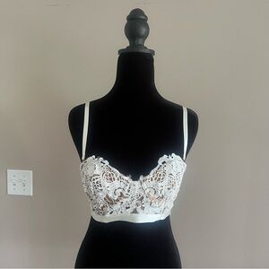 JLUXLABEL Cropped White Lace Bralette - Size S